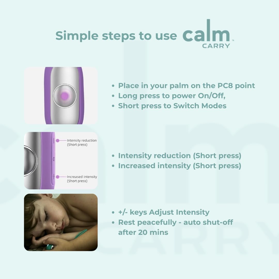 Glowco CalmCarry Sleep Aid Device – Handheld Microcurrent Relaxation Tool, Supports Calm, Focus & Gentle Relief, USB Rechargeable, Portable Wellness Device for Adults & Kids | Purple Calm Carry - Image 2