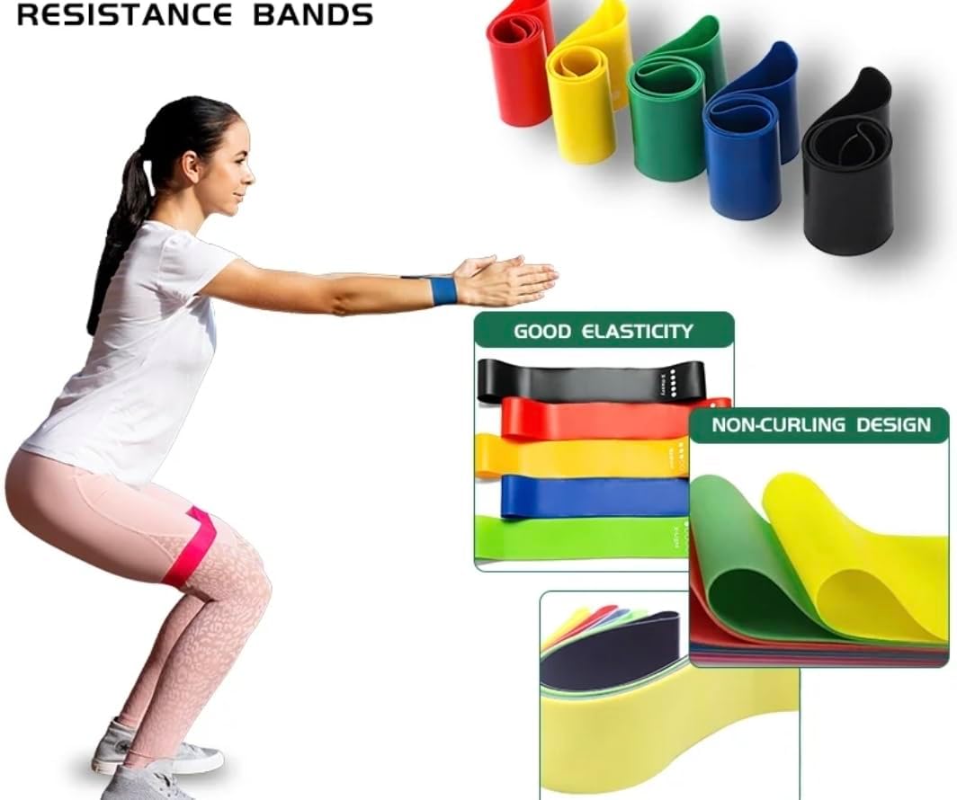 Resistance Loop Exercise Bands with Instruction Guide and Carry Bag, Set of 5 - Image 8