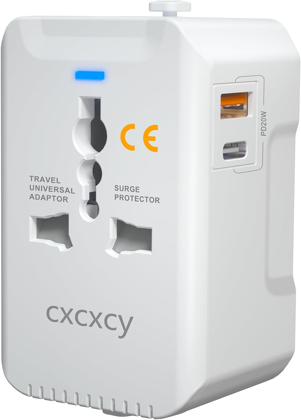 20W PD Fast Charging Universal Travel Adapter, 3-in-1 with 1 Type-C & 1 USB-A Ports, European Plug, International Power Adapter for US/JP/EU/UK/AUS/CHN, Worldwide Travel Essentials White - Image 2