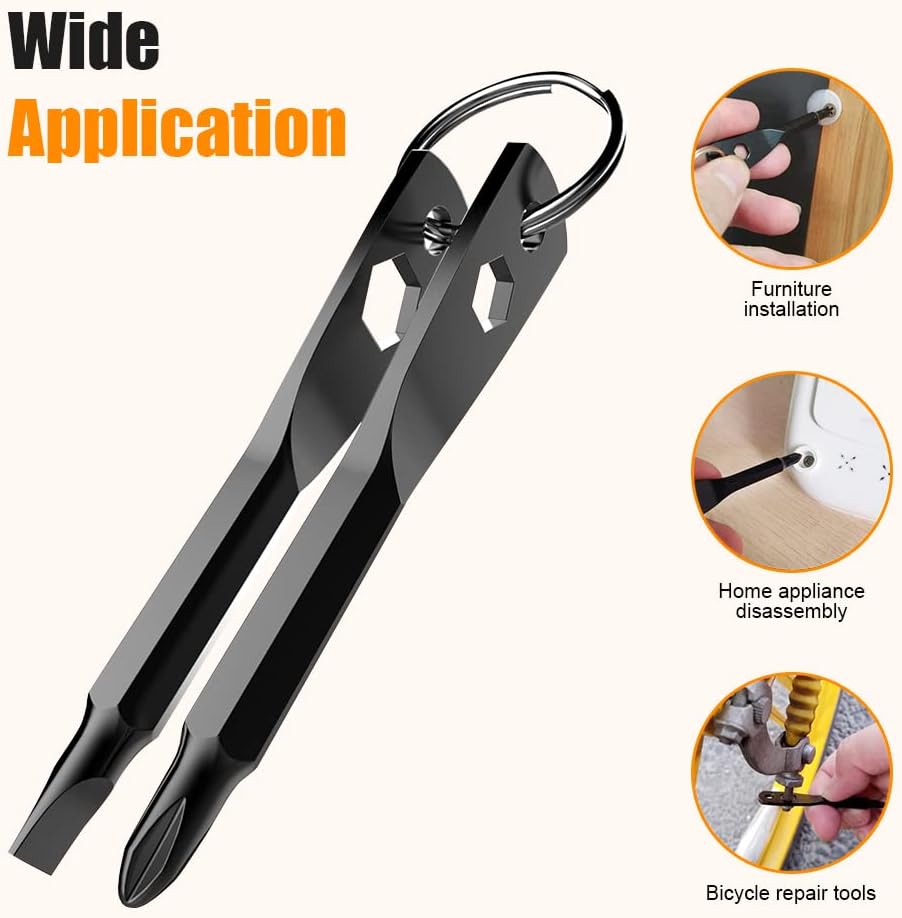 Father's Day Gifts from Daughter Wife Son,KUSONKEY Keychain Screwdriver Tool Gifts Stocking Stuffers for Men, 4-in-1 Screwdriver Bit with Phillips,Slotted and Hex Wrench Cool Gadgets for Husband,Dad - Image 2