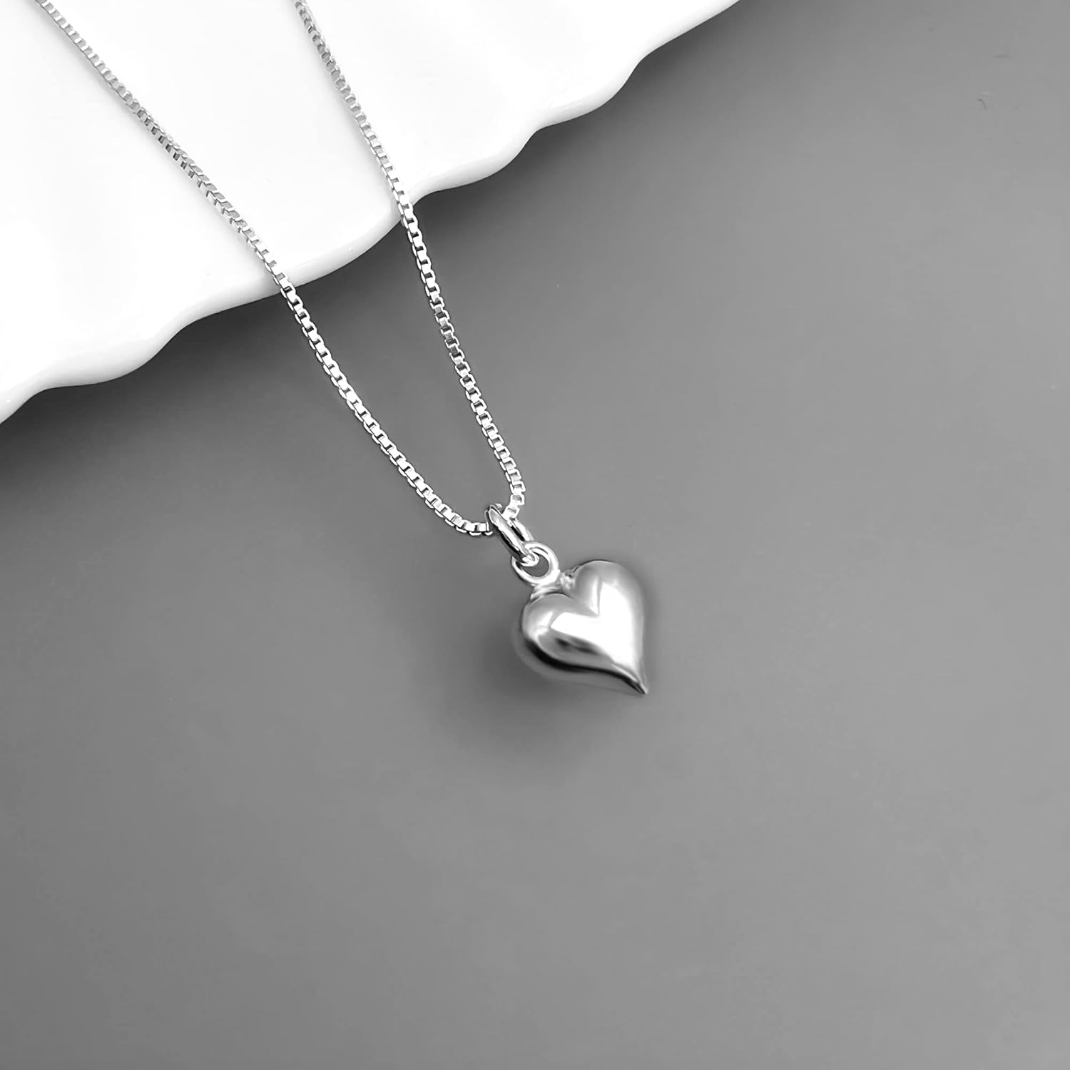 Tiny Delicate and Dainty Sterling Silver Heart Necklace, Girlfriend Gift, Gift for Mom, Daughter Birthday Gift, Best Friend Gift, 18 inches - Image 2