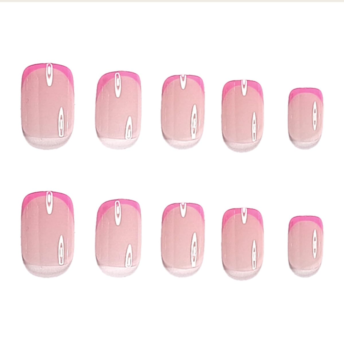 Short Press on Nails Square Rose Pink French Fake Nails Press ons Acrylic False Nails Glue on Nails Reusable Nail Tips Kit Glossy Full Cover Stick on Nails for Women Girls Nail Supplies 24Pcs - Image 4