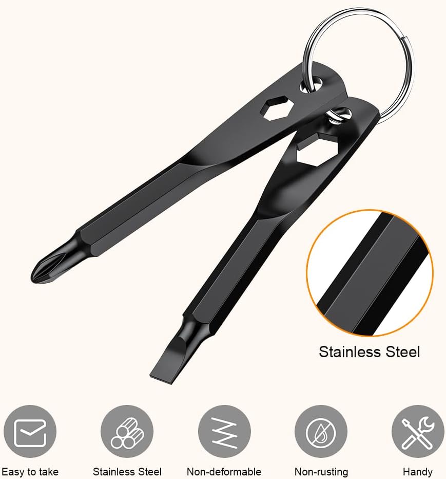 Father's Day Gifts from Daughter Wife Son,KUSONKEY Keychain Screwdriver Tool Gifts Stocking Stuffers for Men, 4-in-1 Screwdriver Bit with Phillips,Slotted and Hex Wrench Cool Gadgets for Husband,Dad - Image 4