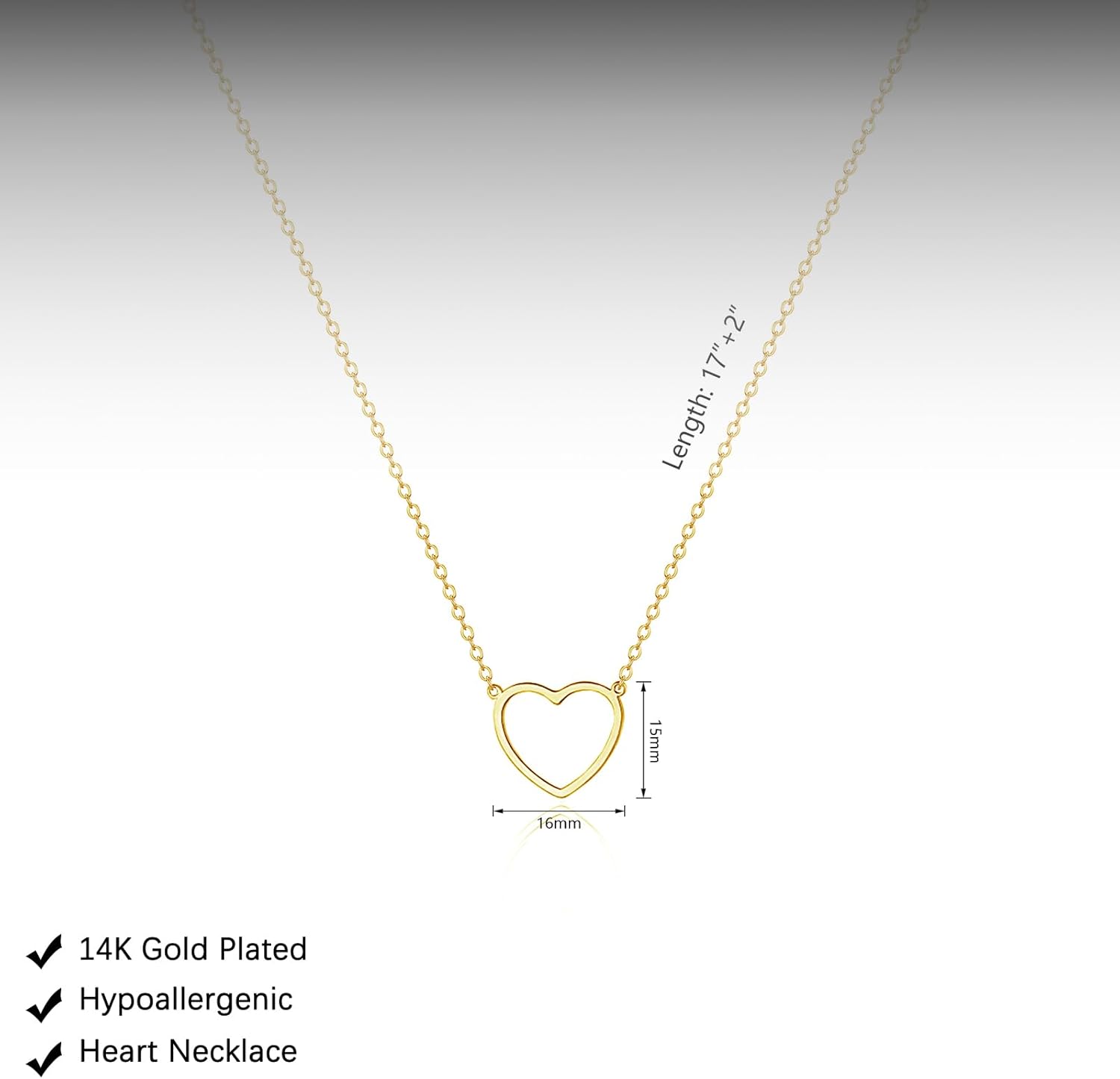 Cute Heart Necklace Dainty 18k Gold Plated Tiny Heart Pendant Choker Necklaces Small Gold Love Open Heart Chain Necklace for Women Simple Gold Necklace for Women Trendy Jewelry - Image 5