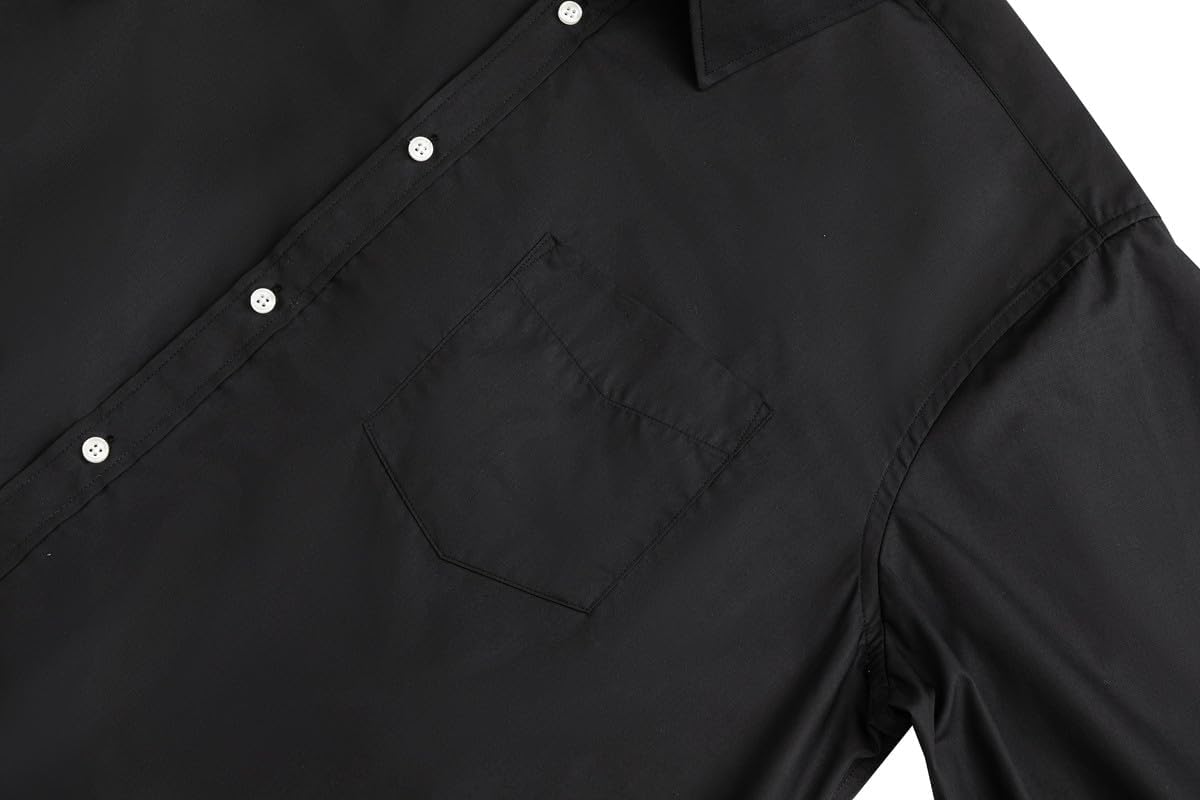 Double Pump Big and Tall Dress Shirts for Men Long Sleeve Business Casual Solid Button Down Shirts from XXL(T) to 6XL(T)