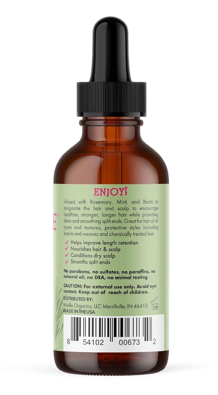 Mielle Organics Rosemary & Mint Hair Oil - Strengthening Biotin Oil Infused Frizzy & Damaged Hair Care - Split Ends & Dry Scalp Treatment to Support Longer, Healthier Strands, 2oz - Image 9