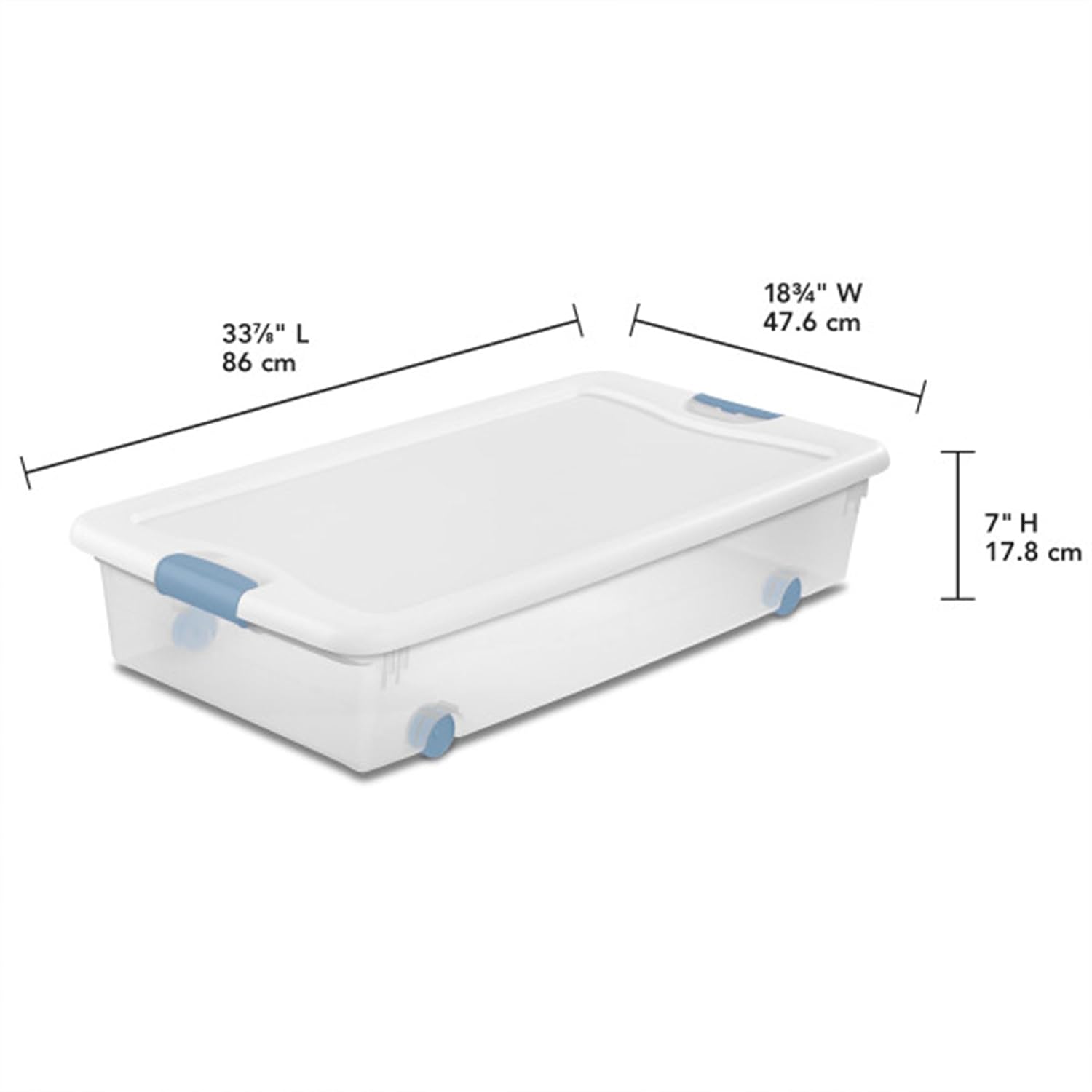 Sterilite 4-Pack 56 Quart Wheeled Latching Box, Underbed Clear Plastic Storage Organizer - Under Bed Rolling Container Bin with Lid and Wheels for Home or Dorm Bedrooms and Closets - Image 2