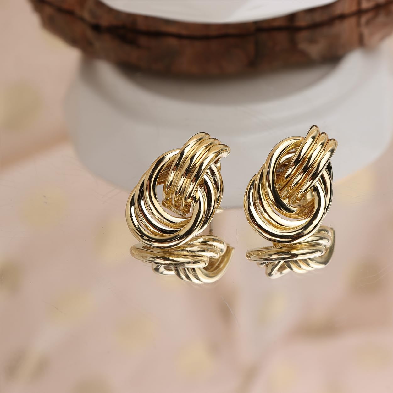 Jean Beau Chunky Gold Stud Earrings for Women Trendy Gold Plated Dangle Drop Wedding Prom Birthday Fashion Office Jewelry Gift - Image 6