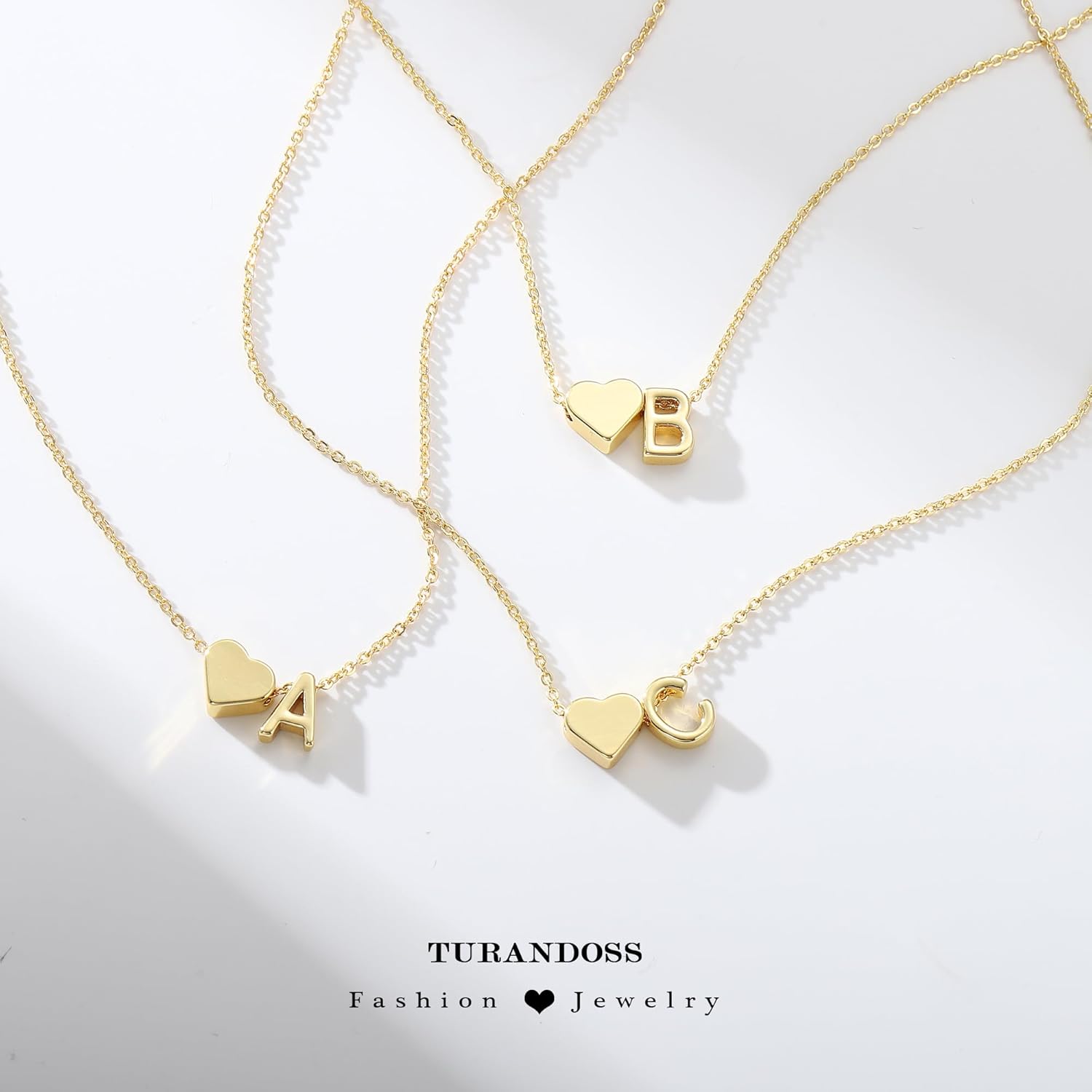 Turandoss Easter Basket Stuffers for Kids Teen Girls - Dainty 18K Gold Plated Heart Initial A-Z Pendant Necklace Trendy Jewelry Heart Necklaces Birthday Easter Gifts for Girlfriend Wife Women - Image 6