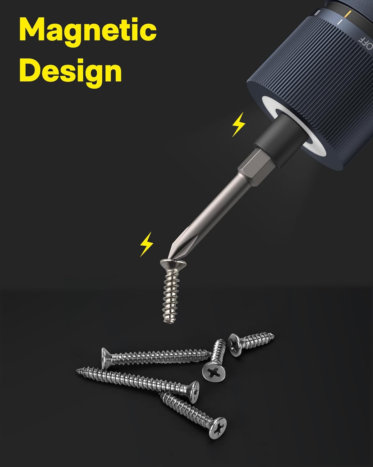 HOTO Electric Screwdriver Rechargeable, 3.6V Cordless Screwdriver Set USB-C, 1/4'' Hex Bits, 3 Torque Settings, 1500mAh Battery, LED Light & 12 S2 Metal Bits for Furniture/Electrical Repairs - Image 5