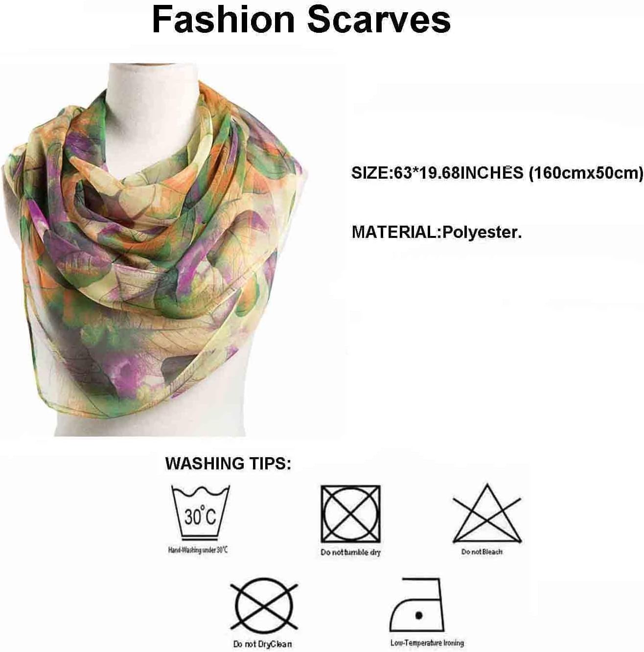 Pokeedioty Scarfs for Women Lightweight Scarves Elegant Floral Pattern Sheer Scarfs Shawls Wraps - Image 2