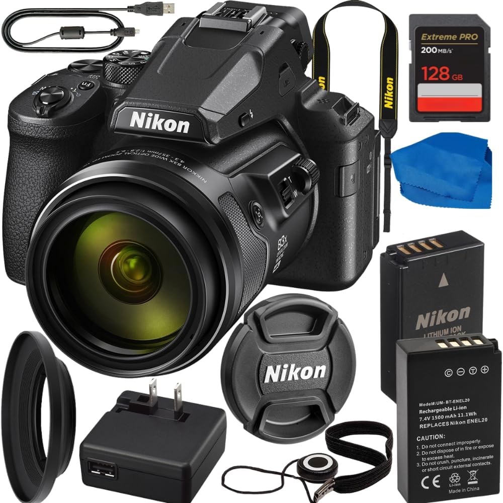 Nikon COOLPIX P950 Digital Camera with Accessory Bundle: SanDisk 128GB Extreme Pro SDXC Memory Card, Extended Life Replacement Battery (1500mAh) & More (11pc Bundle)