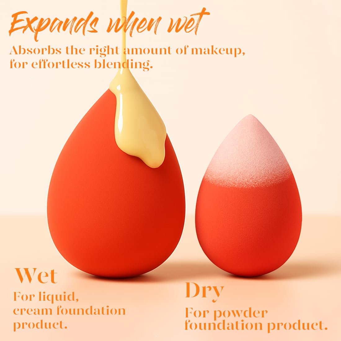 BEAKEY Makeup Sponge Set 5 Pack Micro Porous Low Absorption Soft Latex Free Foundation Beauty Sponges & Blenders for Powder Cream - Image 6