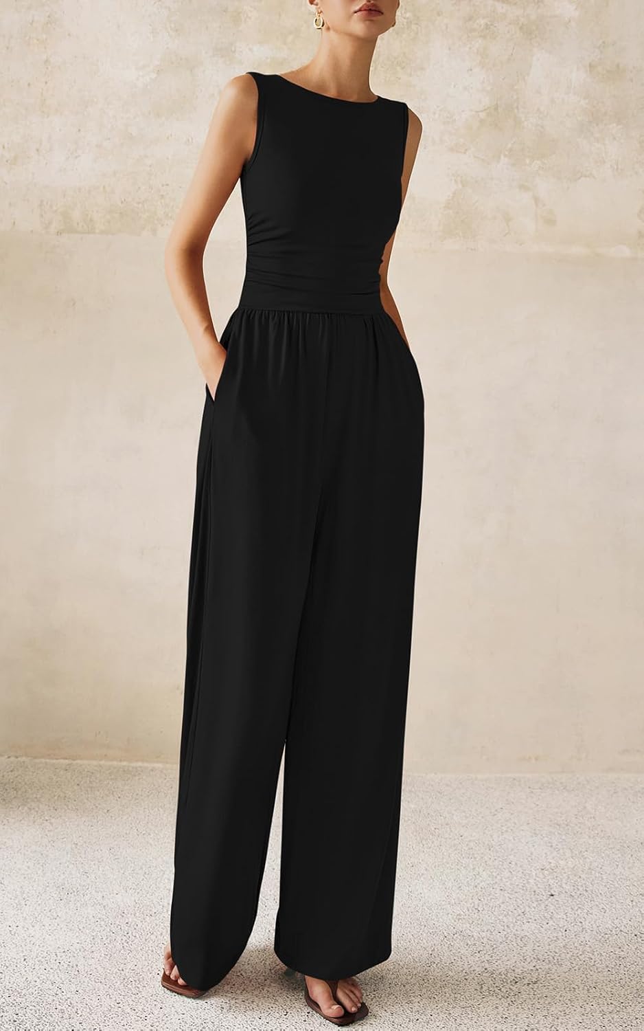 PRETTYGARDEN One Piece Jumpsuits for Women Dressy Casual Sleeveless Crewneck Wide Leg Rompers Jumpers Vacation Summer Outfits - Image 8
