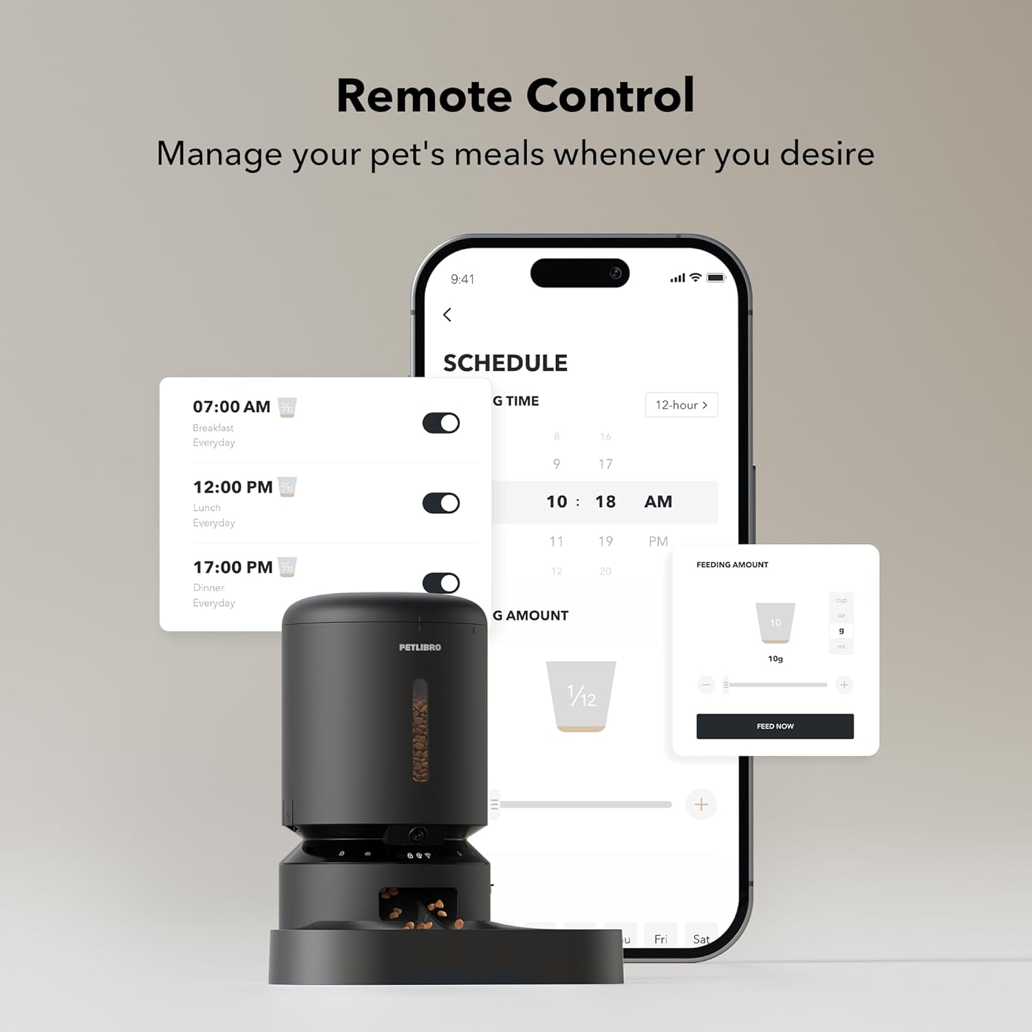 PETLIBRO Automatic Cat Feeder with Camera for Two Cats, 1080P HD Video with Night Vision, 5G WiFi Pet Feeder with 2-Way Audio for Cat & Dog, Low Food & Motion & Sound Alerts, Dual Tray, Black 5L - Image 8
