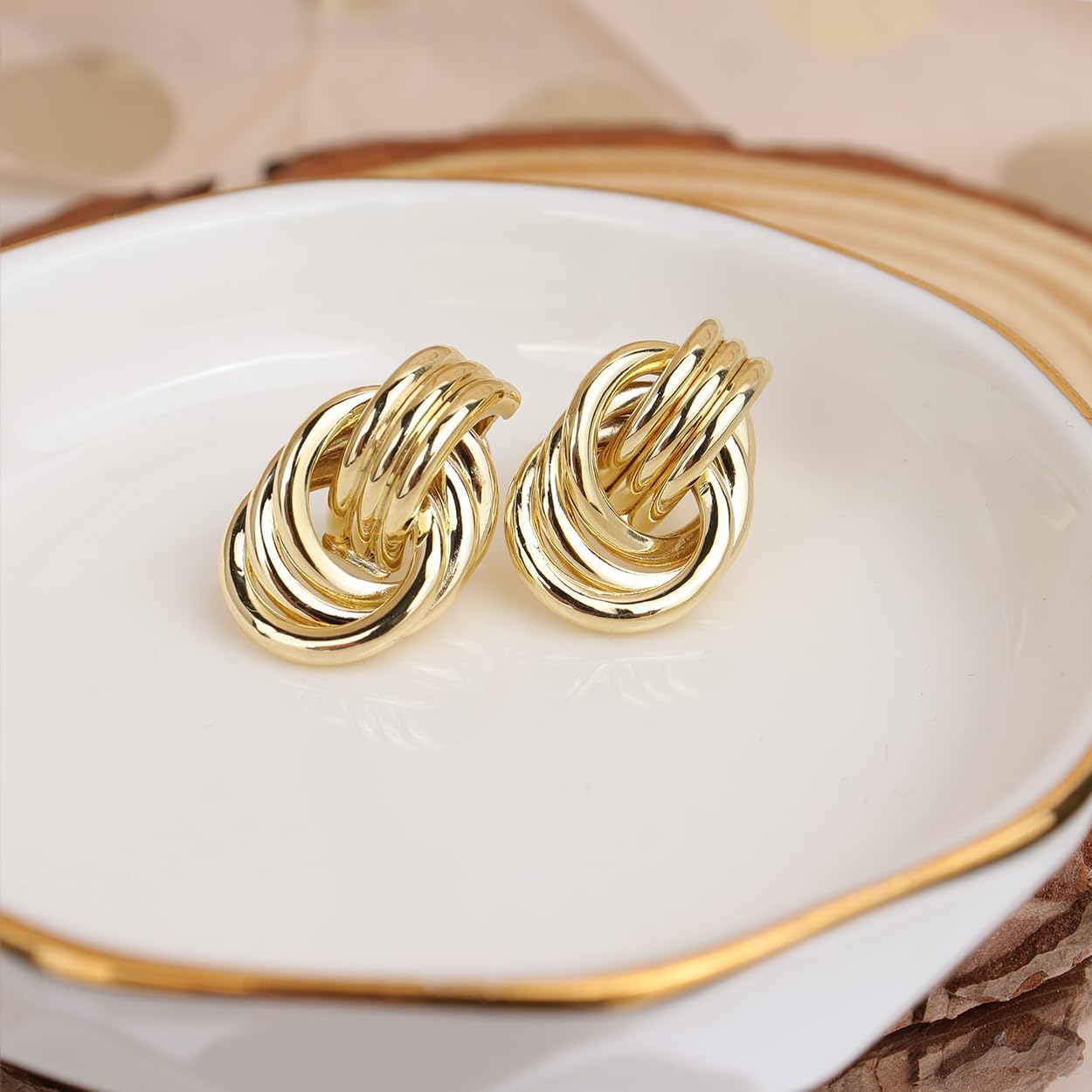 Jean Beau Chunky Gold Stud Earrings for Women Trendy Gold Plated Dangle Drop Wedding Prom Birthday Fashion Office Jewelry Gift - Image 5