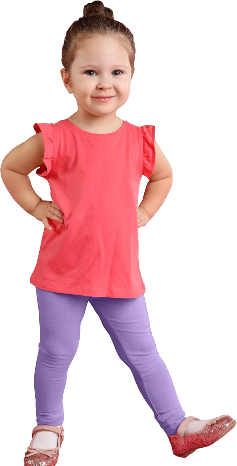 FEQO 5 Pack Toddler and Baby Girls Cotton Leggings Pants Full Length Basic Leggings Stretchy Legging Tight Pants - Image 2