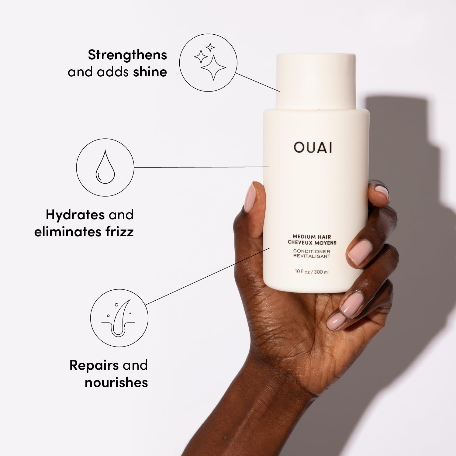 OUAI Medium Hair Shampoo and Conditioner Set - Sulfate-Free Shampoo and Conditioner for Women & Men - Made with Keratin, Shea Butter & Avocado Oil - Free of Parabens & Phthalates (10 Fl Oz) - Image 4