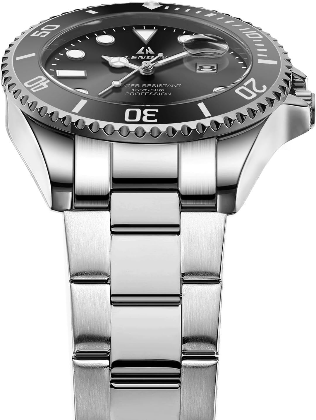 LN LENQIN Mens Watches Stainless Steel Waterproof Analog Quartz Watch for Men with Date Luminous Fashion Wristwatch - Image 3