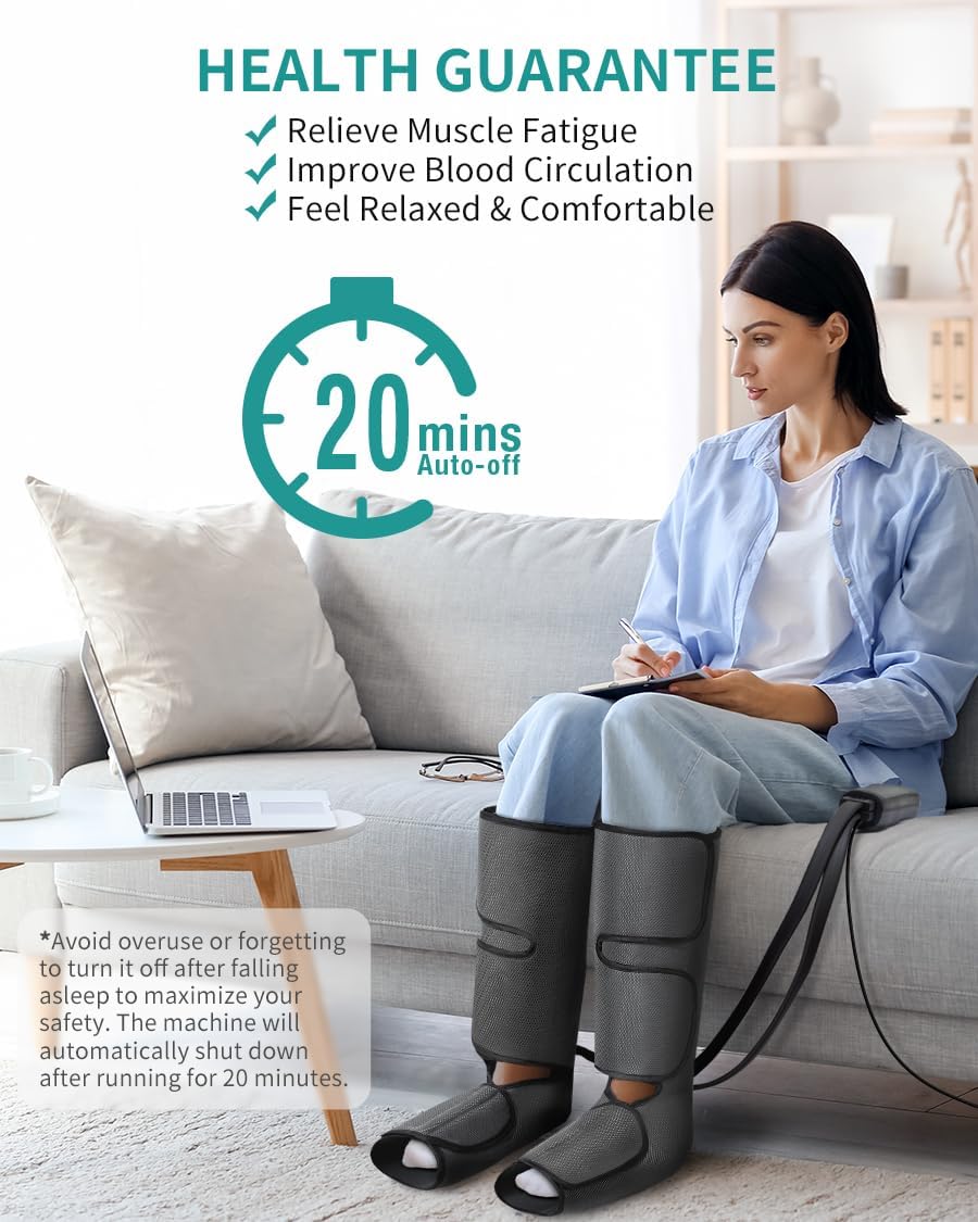 Nekteck Leg Compression Massager for Circulation and Relaxation, FSA Eligible Foot and Calf Massage Machine 2 Modes 3 Intensities with Hand-held Controller for Pain Relief, HSA Adjustable Leg Wraps - Image 3