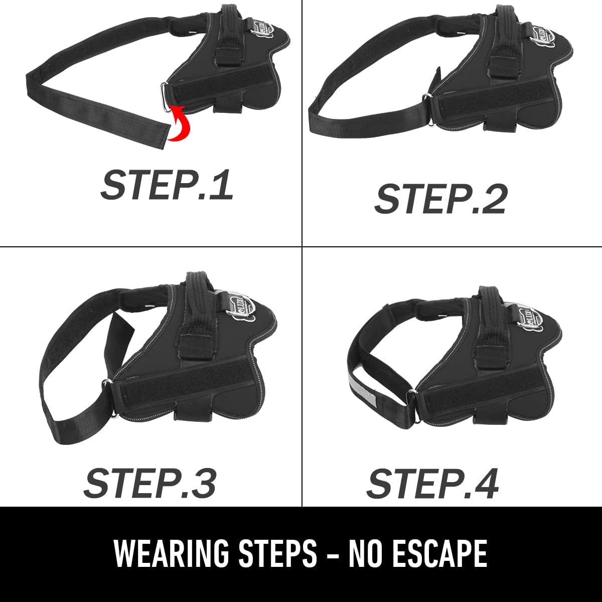 Bolux Dog Harness, No-Pull Reflective Dog Vest, Breathable Adjustable Pet Harness with Handle for Outdoor Walking - No More Pulling, Tugging or Choking (Black, S) - Image 3