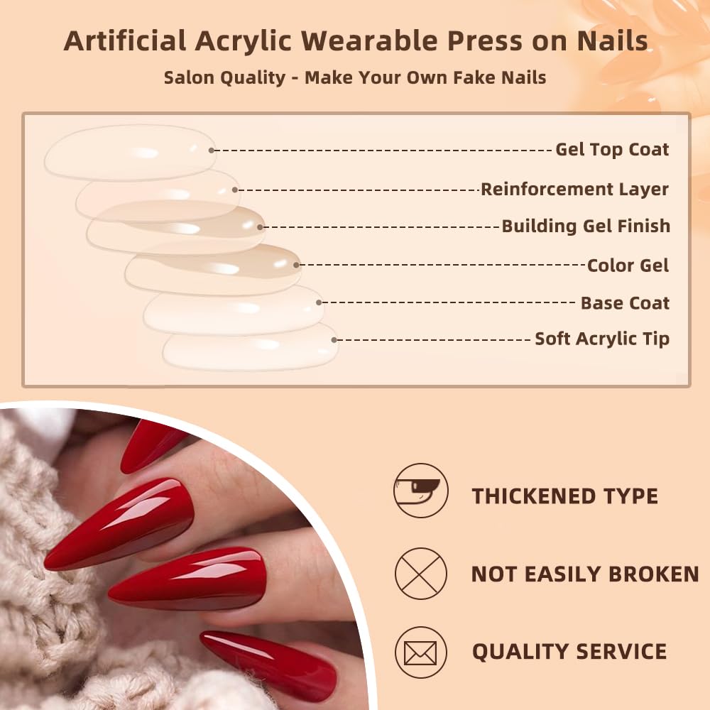Short Press on Nails Square Rose Pink French Fake Nails Press ons Acrylic False Nails Glue on Nails Reusable Nail Tips Kit Glossy Full Cover Stick on Nails for Women Girls Nail Supplies 24Pcs - Image 6