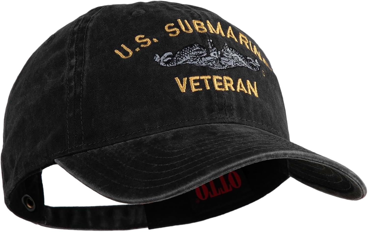 e4Hats.com US Submarine Veteran Military Embroidered Washed Solid Pigment Dyed Cotton Twill Brass Buckle Cap - Image 5
