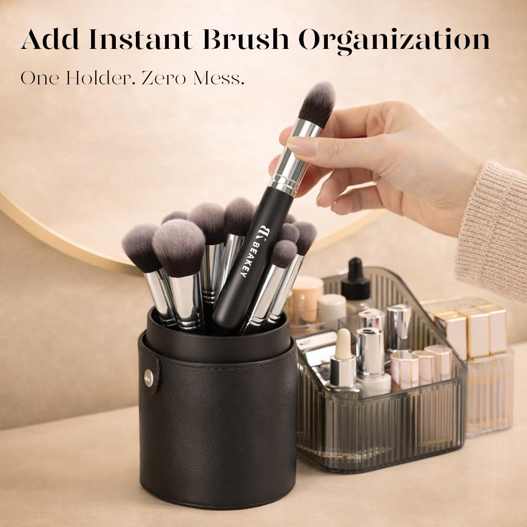 BEAKEY Makeup Brushes Sets, Brush Sets with Makeup Sponges (10+2pcs, with Black Case) - Image 2
