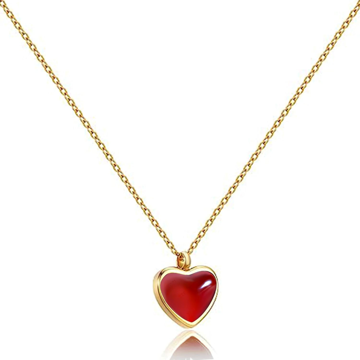 Red Heart Necklace for Women, Black Tourmaline Necklace as as Mothers Gifts Carnelian Necklaces as Everyday Jewelry Moonstone Crystal Pendant Birthday Easter Gifts for Her