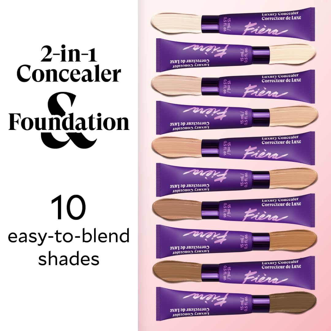 Fièra Luxury Concealer & Foundation with Anti-Aging Ingredients - Full Coverage for Dark Circles, Wrinkles, Fine Lines, and Spots, All-Day Wear For Mature Skin - Neutral Beige, 0.5 FL. OZ. / 15 ML - Image 2