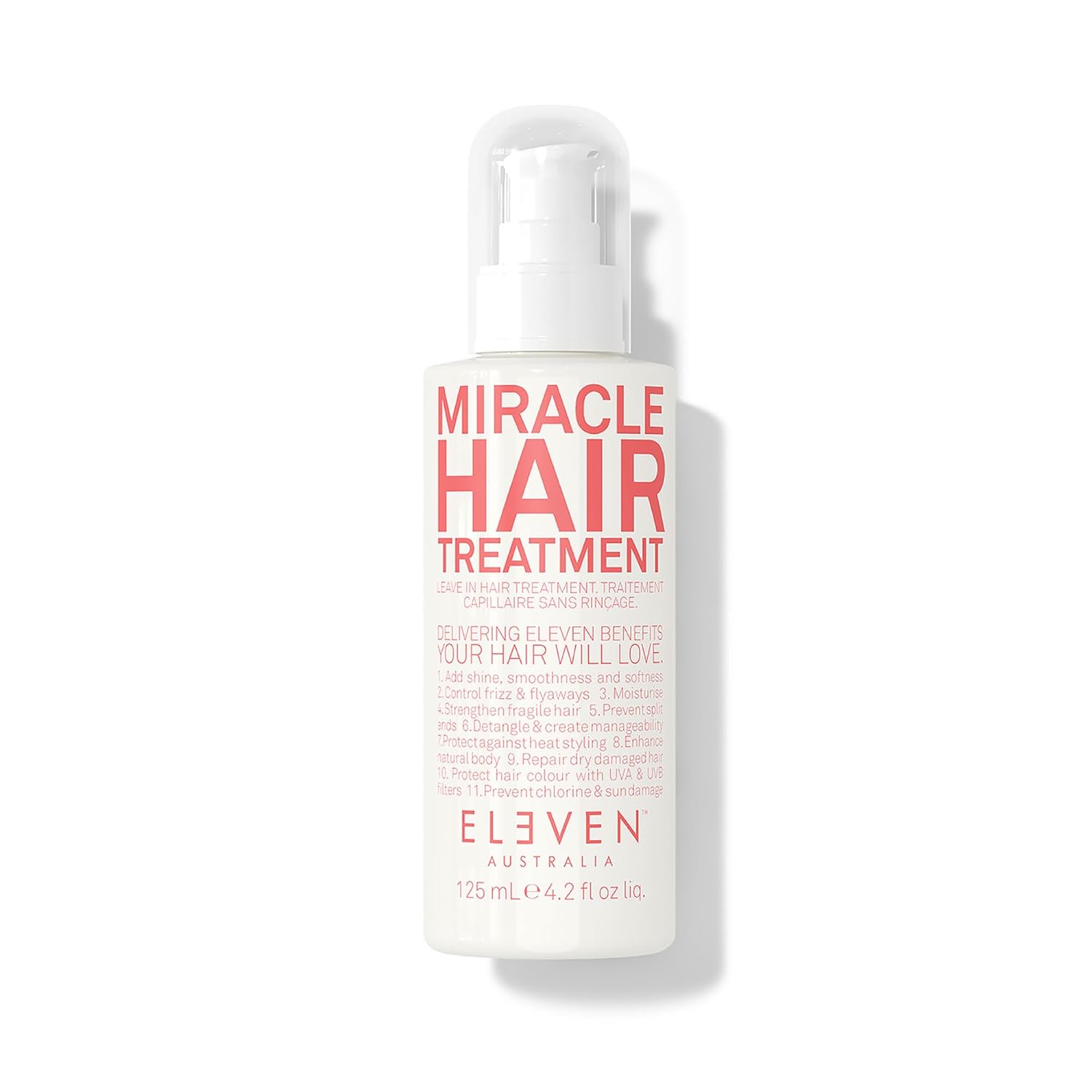 ELEVEN AUSTRALIA Miracle Leave In Conditioner Hair Treatment - Curly & Straight Hair Care Products for Women & Men, Heat Protection & Detangler, Frizz Control, Repairs Dryness, Moisturizing-4.2 fl oz