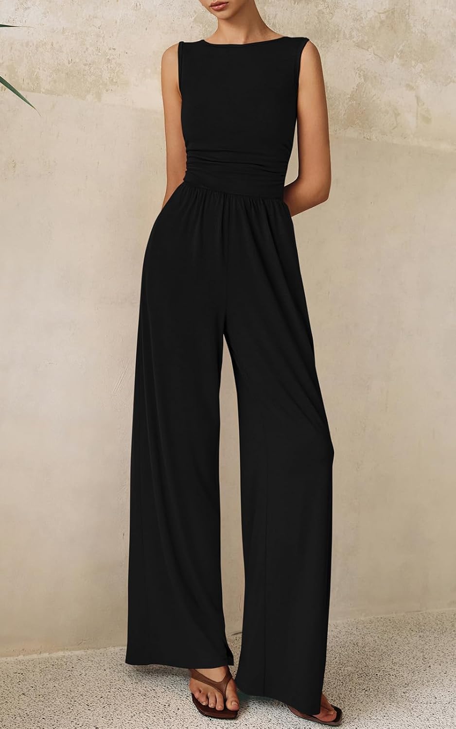PRETTYGARDEN One Piece Jumpsuits for Women Dressy Casual Sleeveless Crewneck Wide Leg Rompers Jumpers Vacation Summer Outfits - Image 7