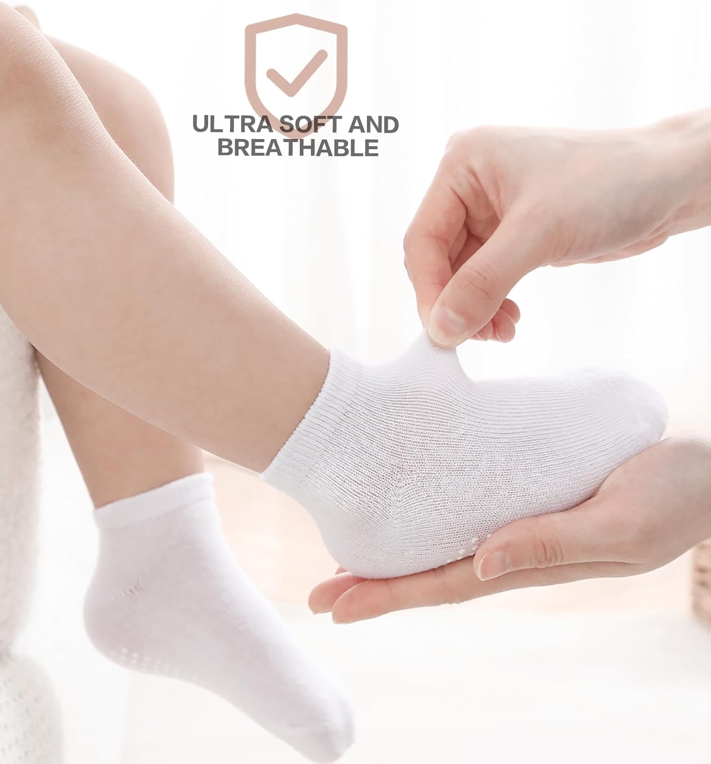 JAKIDAR 12 Pair Baby Toddler Socks Non-Slip Grip Cotton Ankle Socks for Boys Girls Non Skid Soles for Infants Kids - Image 2