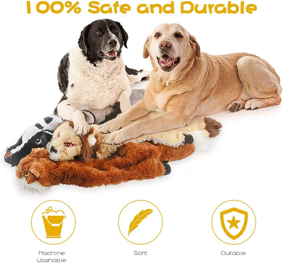 Dog Squeak Toys, No Stuffing Plush Dogs Chew Toy Bundle for Small Medium Large Breed Chewer Tough Durable Squeaky Pet Fetch Puppy Teething Chewing Interactive to Keep Them Busy Best Birthday Gift - Image 3