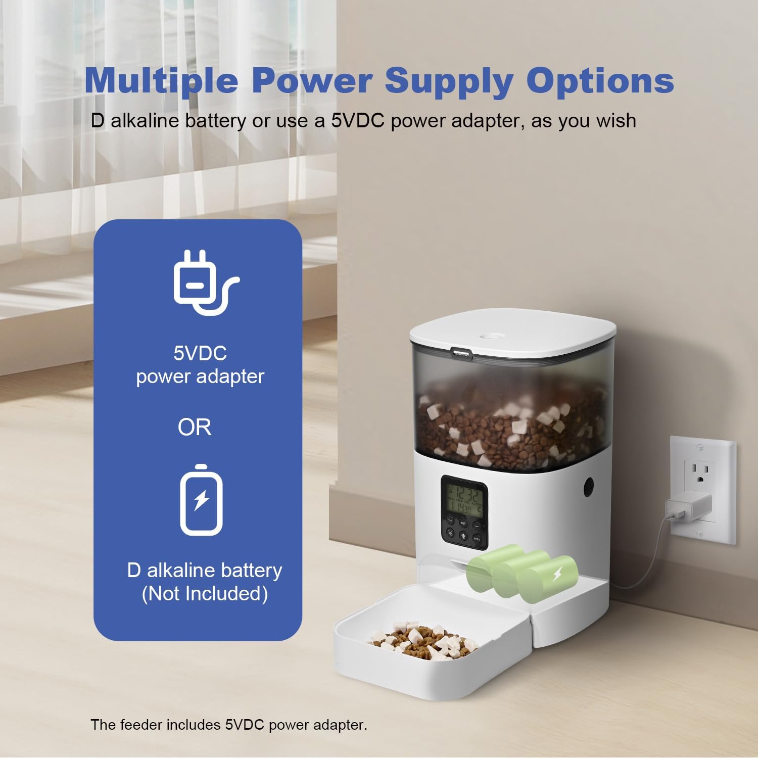 Automatic Cat Feeder, 4L Cat Food Dispenser with 10s Voice Recorder, Pet Feeder up to 8 Meals per Day, Timed Dog Feeder with Dry Food Sealed Ring (White, 4L-Basic) - Image 8