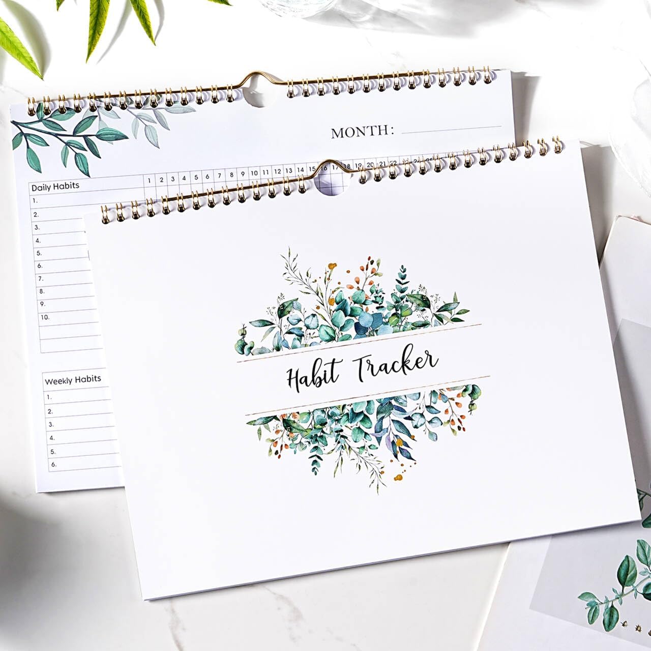 Habit Tracker Calendar - 12 Months Undated Daily Planner, 8"x10", Weekly & Monthly Period Habit Tracker Journal, Floral, Spiral Binding with Writable Goals Habits Track - Image 7