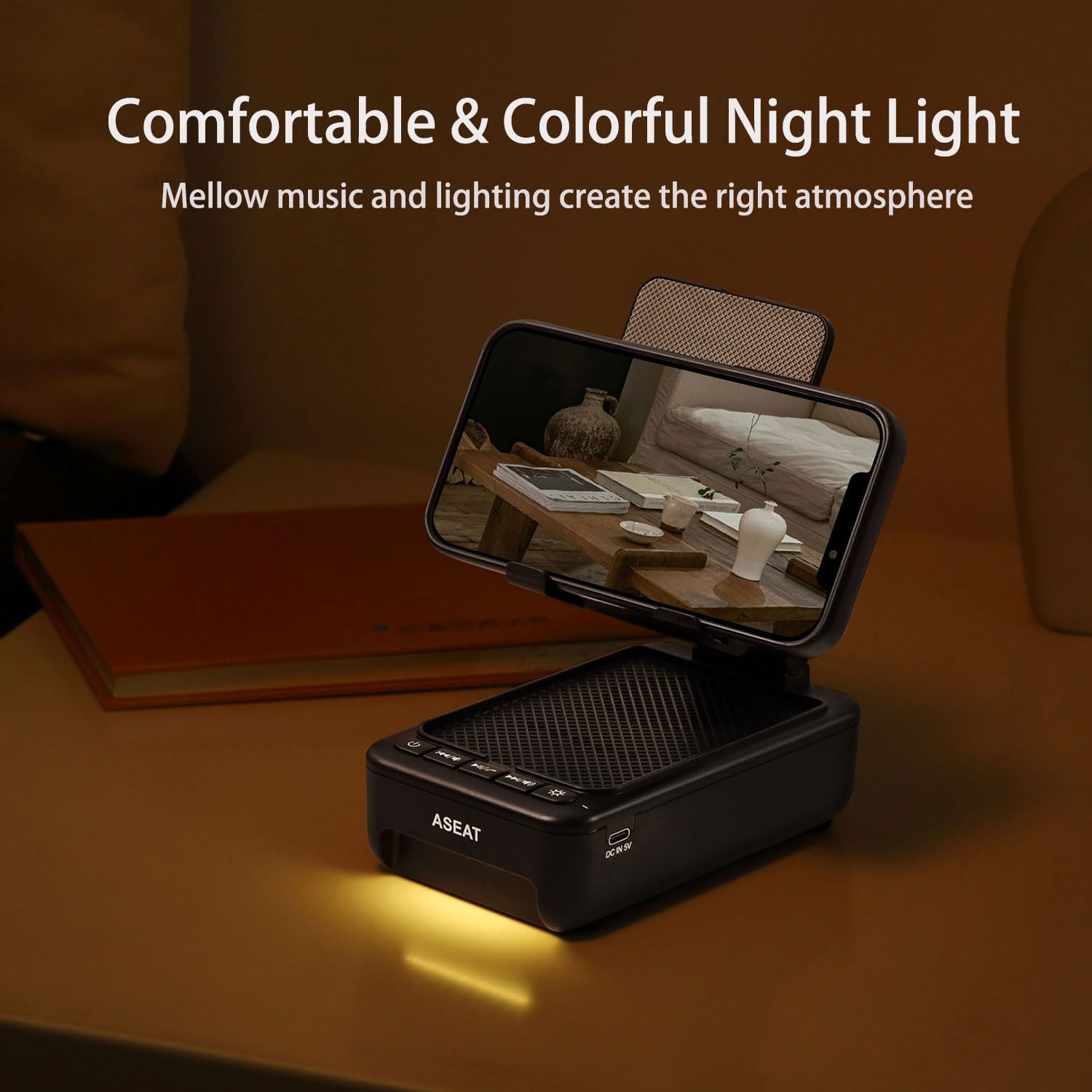 Gifts for Men Him, Cell Phone Stand with Bluetooth Speaker&Led Color Changing Light, Unique Gifts for Women Dad Her Husband, Cool Tech Gadget Wireless Speaker, Birthday Gifts for Men, Ideal Gifts - Image 4