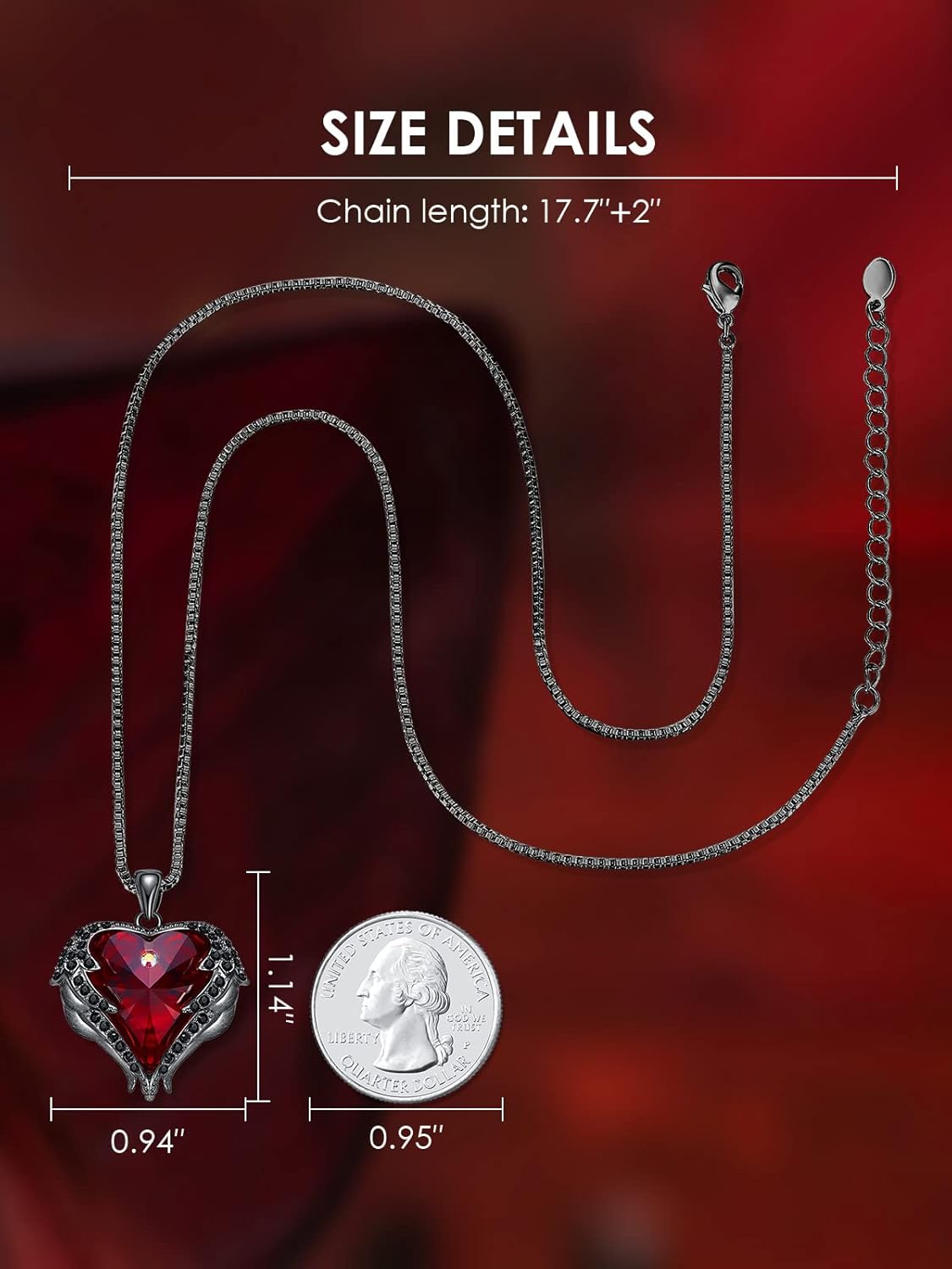 CDE Valentines Day Gifts for Women Angel Wings Necklace for Women with Birthstone, Love Heart Silver Tone/Gold Tone Pendant, Ideal Anniversary or Birthday Jewelry Gifts for Wife Girlfriend Her - Image 5