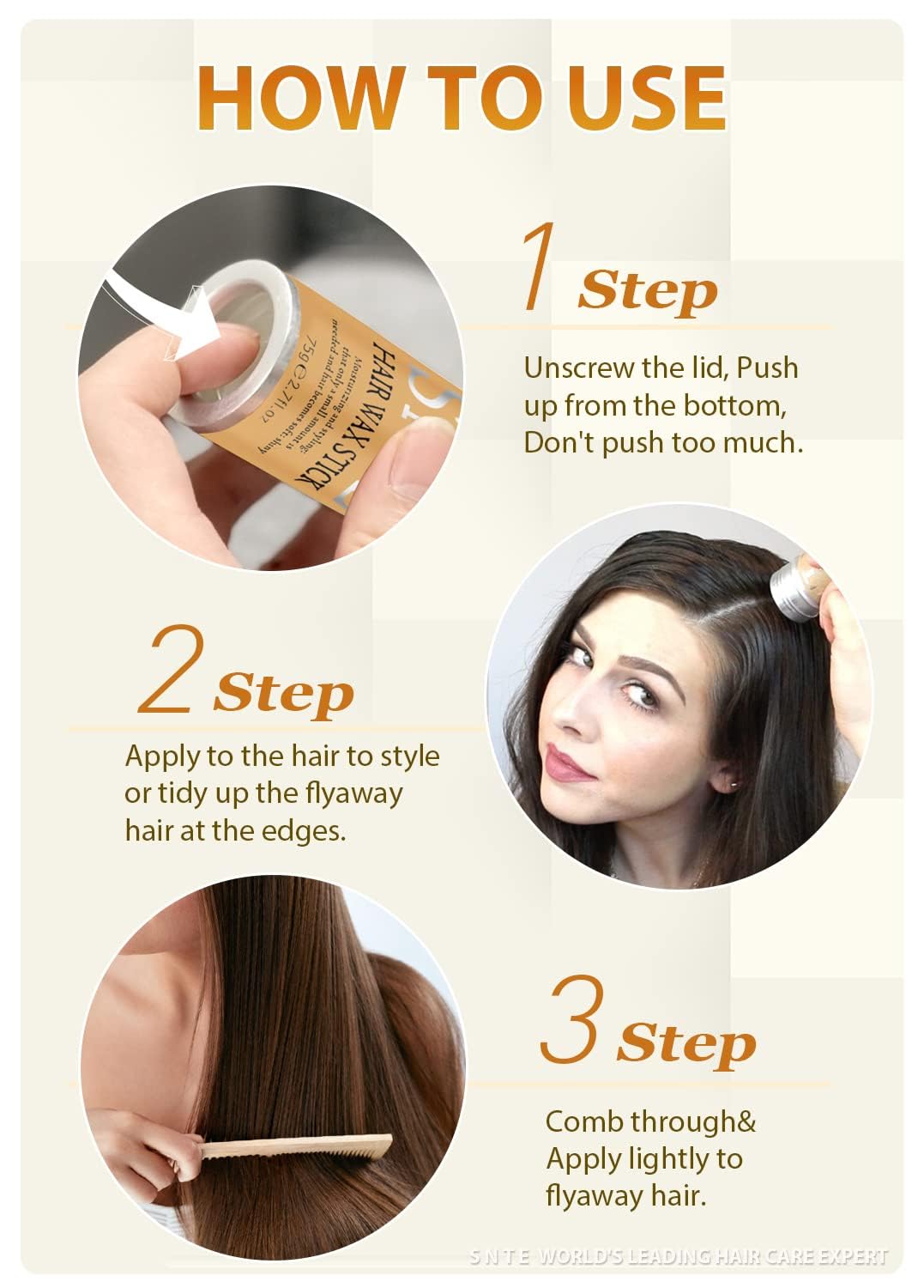 Samnyte Hair Wax Stick, Gel Tamer for Flyaways, Nourishing Slick Stick Pomade for Women & Kids, Slick Back & Styling Cream, Hair Styling Accessories for Teen Girls Gifts, 2.7 Fl Oz | Nourishing, for Women & Kids, Gel Tamer, for Flyaways, Bun Maker, 2.7 Fl Oz - Image 7