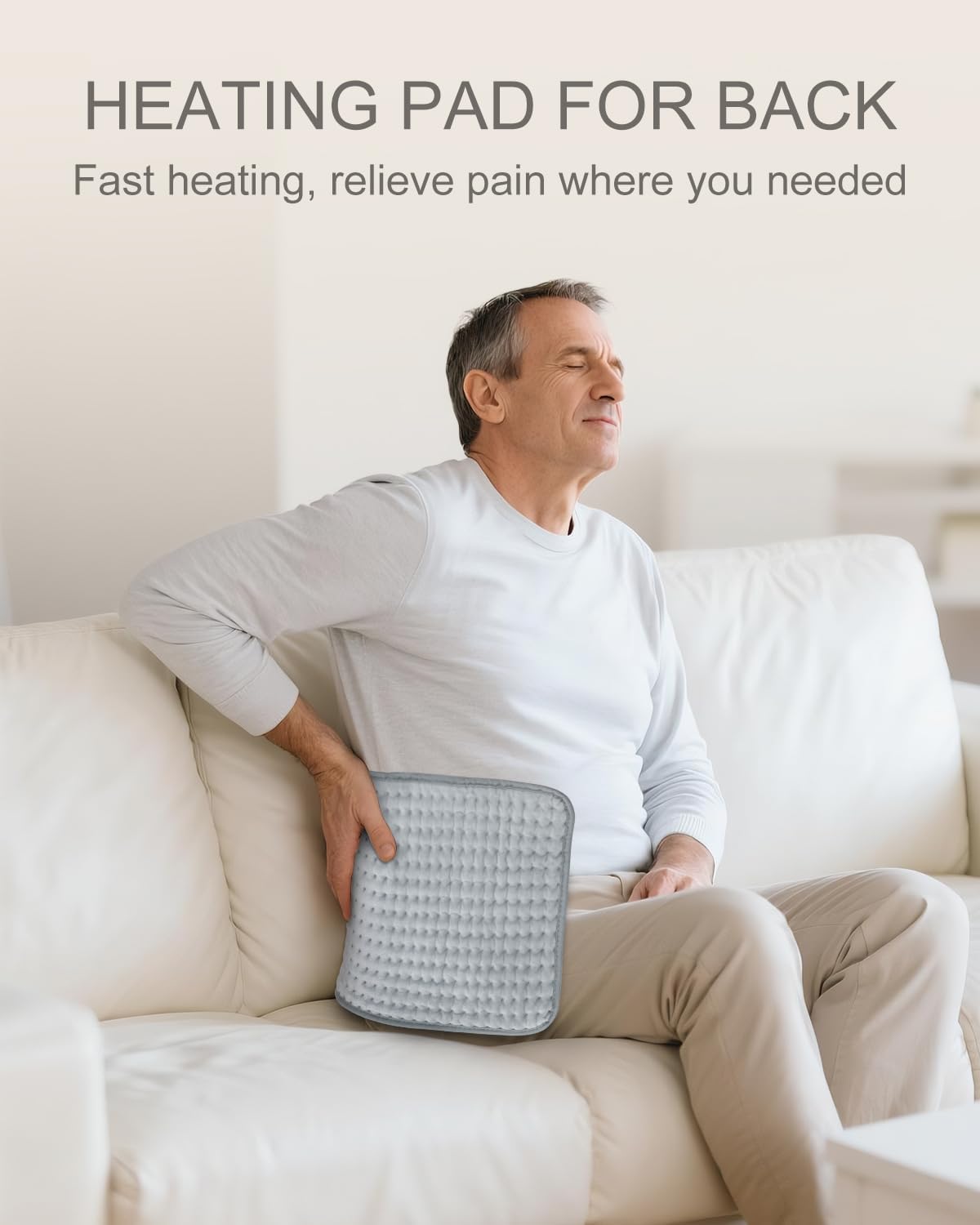Electric Heating Pad for Period Cramps & Back Pain Relief, Birthday & Mothers Day Gifts for Mom Dad Women Men, Portable Heat Pad for Neck and Shoulders, 10 Heat Settings, ETL Certified, 12"x24", Gray - Image 5