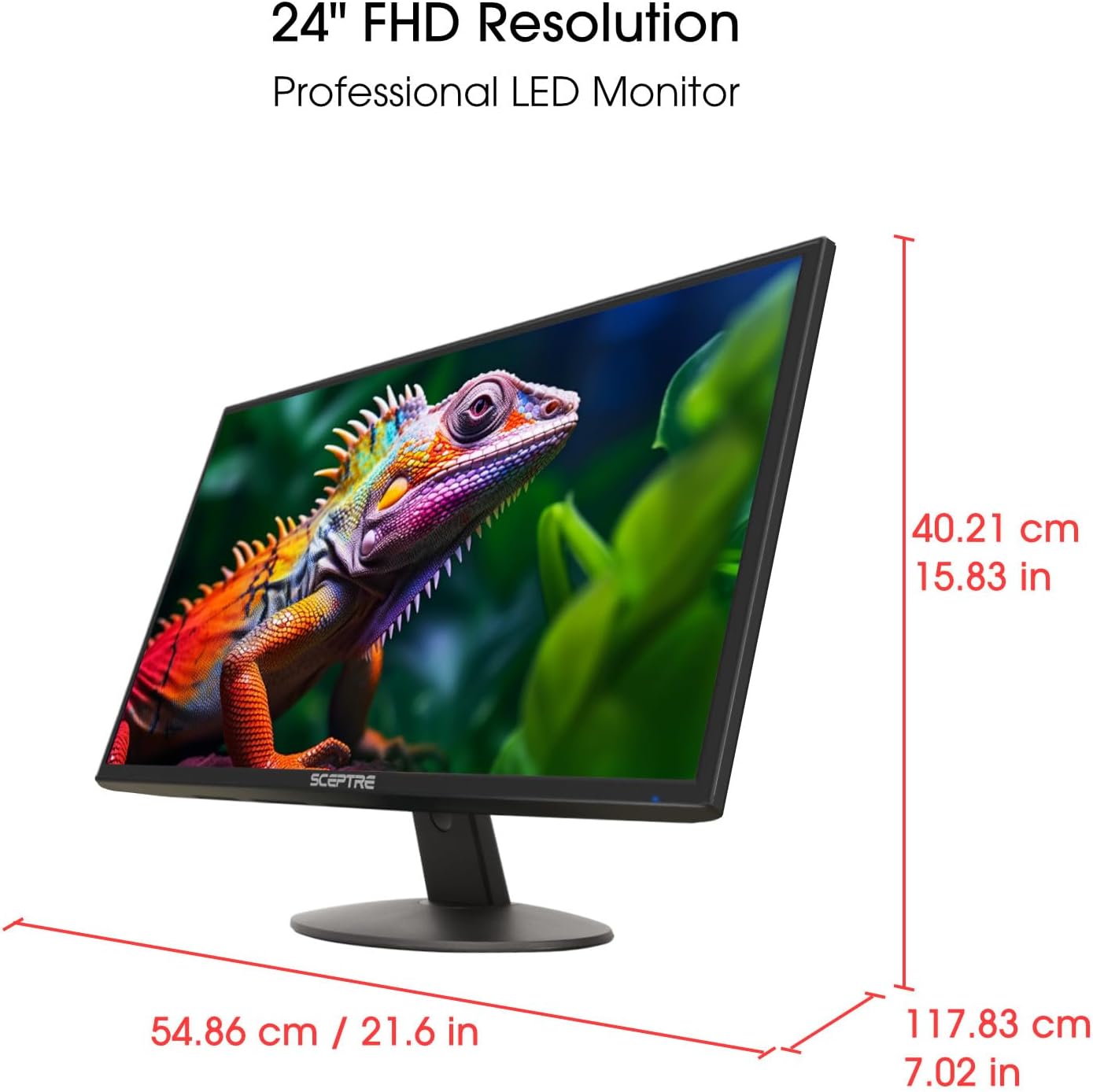 Sceptre 24-inch Prime Monitor Thin 1080p LED Monitor 99% sRGB 2x HDMI VGA Build-in Speakers, Machine Black (E248W-19203R 2025 Series) - Image 2