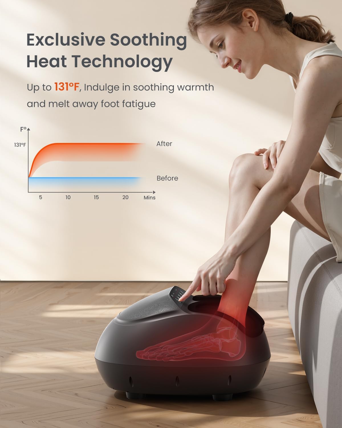 RENPHO Full Foot Massager Machine, 2026 Upgraded Shiatsu Foot Massager with Heat, FSA Eligible HSA Store Eligible, Plantar Fasciitis Massager, Birthday Gifts for Women Mom Men Dad, Fits Up to Size 13 - Image 3
