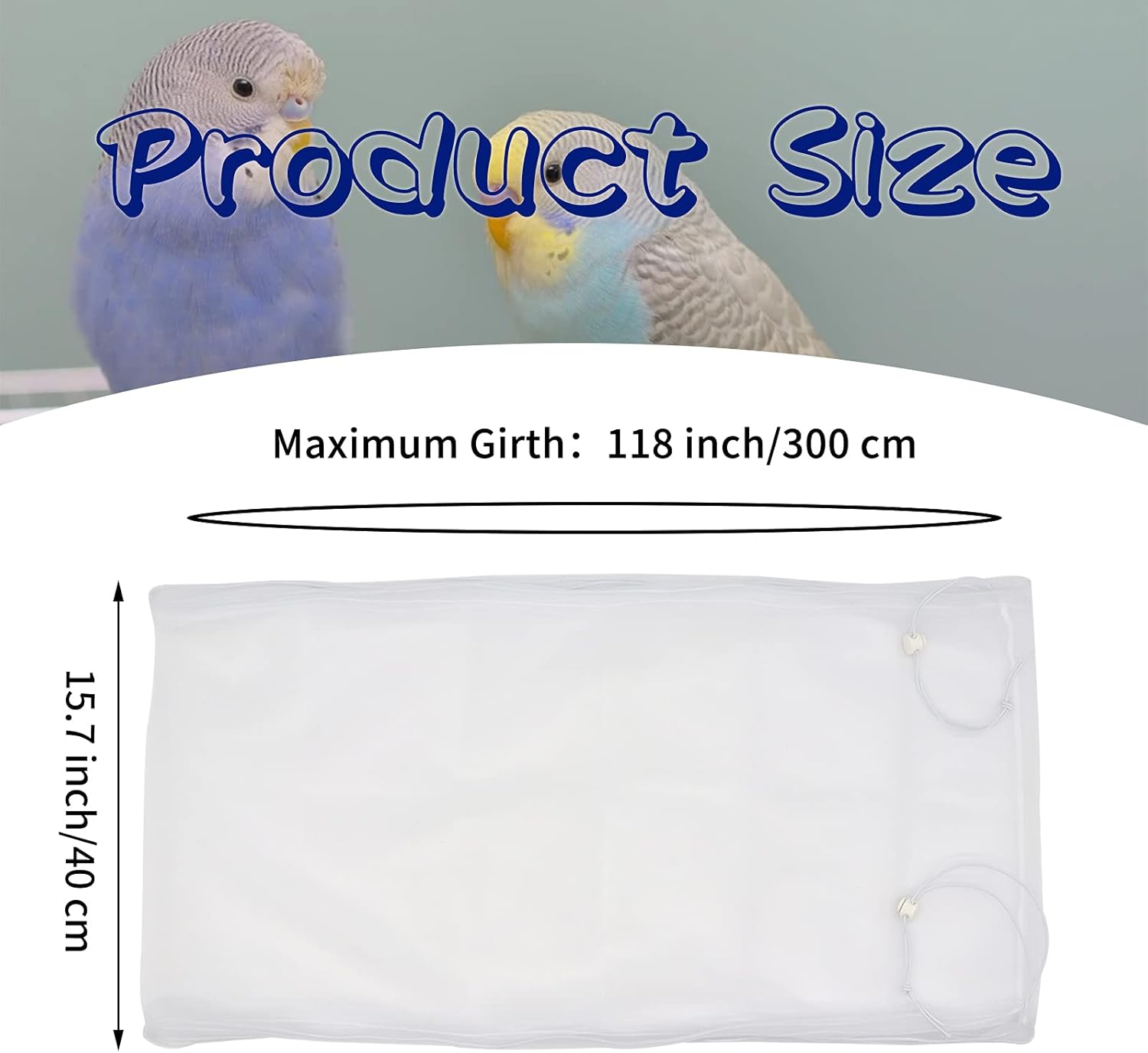 Daoeny Large Bird Cage Cover, Bird Cage Seed Catcher, Adjustable Soft Airy Nylon Mesh Net, Birdcage Cover Skirt Seed Guard for Parrot Parakeet Macaw African Round Square Cages (White) - Image 3