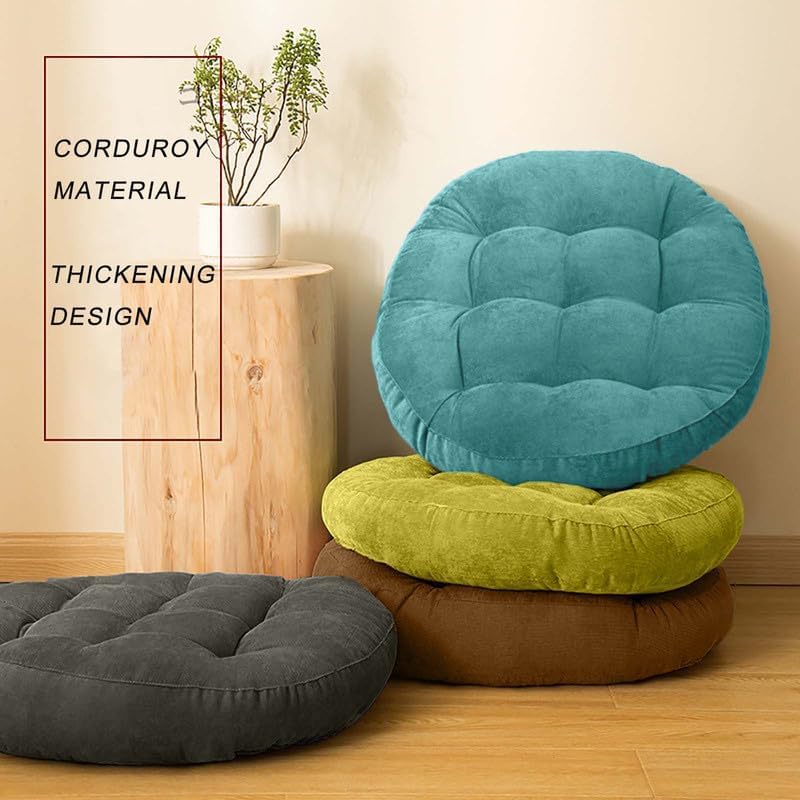 Meditation Floor Pillow Set of 2 Large Round Floor Cushions for Adults Tufted Corduroy Floor Seat Pillows Cushion for Living Room,Yellow 16.5" Lx16.5 Wx3 H - Image 7