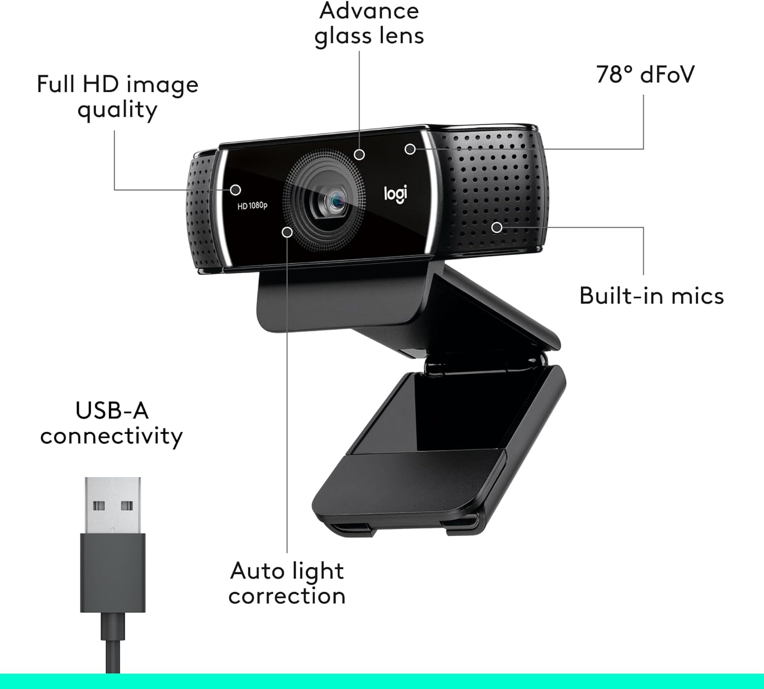 Logitech C922x HD Pro PC Webcam, Full HD 1080p/30fps or 720p/60fps Video, HD Light Correction, Works with Microsoft Teams, Google Meet, Zoom, Nintendo Switch 2’s new GameChat mode, Mac/Tablet- Black - Image 7
