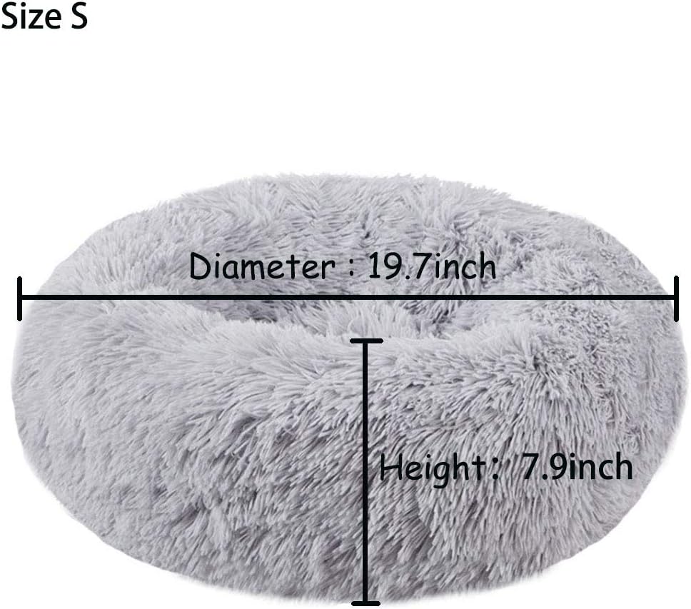 BODISEINT Modern Soft Plush Round Pet Bed for Cats or Small Dogs, Mini Medium Sized Dog Cat Bed Self Warming Autumn Winter Indoor Snooze Sleeping Cozy Kitty Teddy Kennel (20'' D x 8'' H, Light Grey) - Image 7