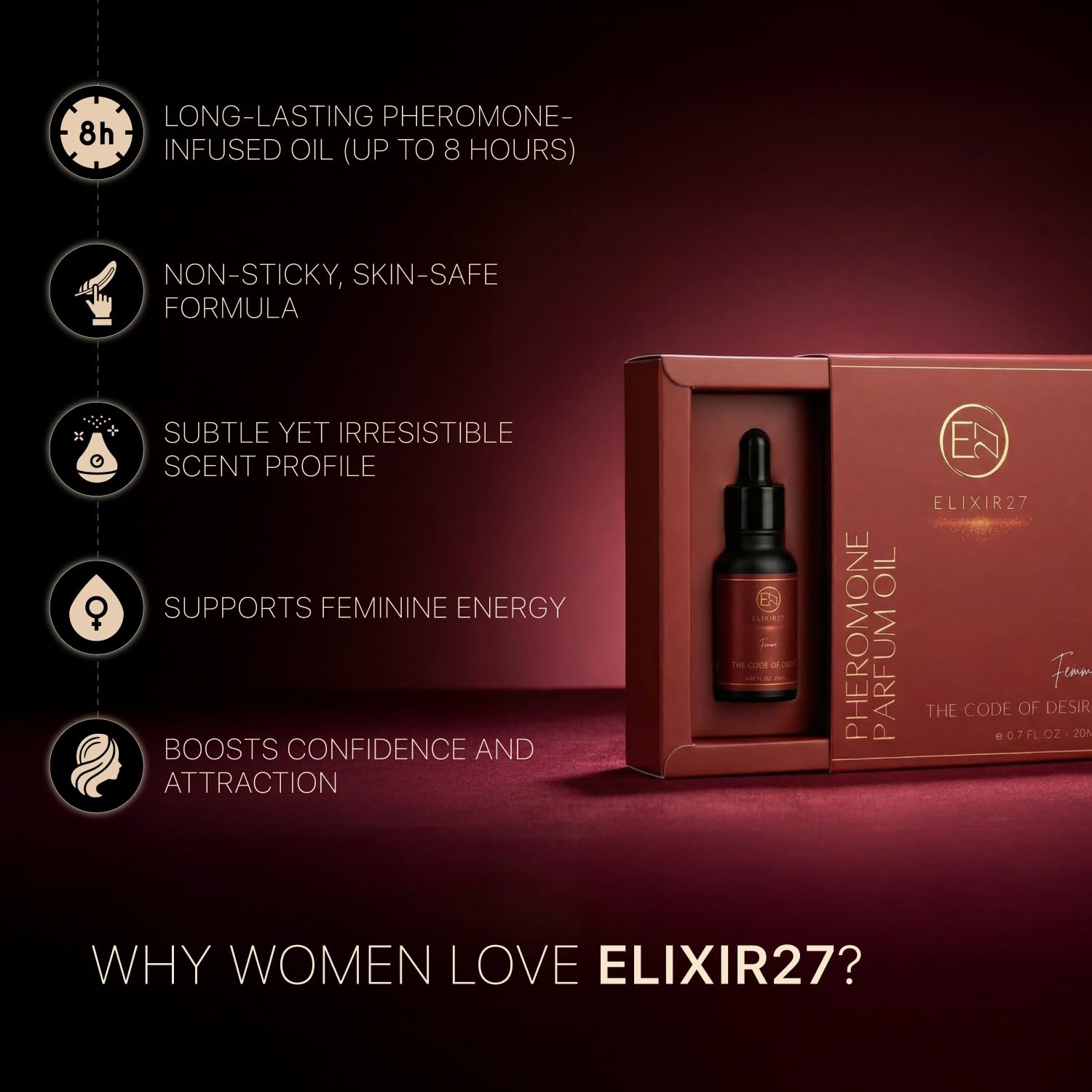 Pheromones Perfume Oil for Women Luxury Feminine Fragrance Oil, Long-Lasting Scent with Raspberry, Jasmine & Vanilla Notes - Image 6