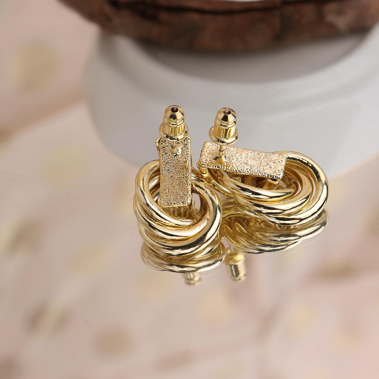 Jean Beau Chunky Gold Stud Earrings for Women Trendy Gold Plated Dangle Drop Wedding Prom Birthday Fashion Office Jewelry Gift - Image 7