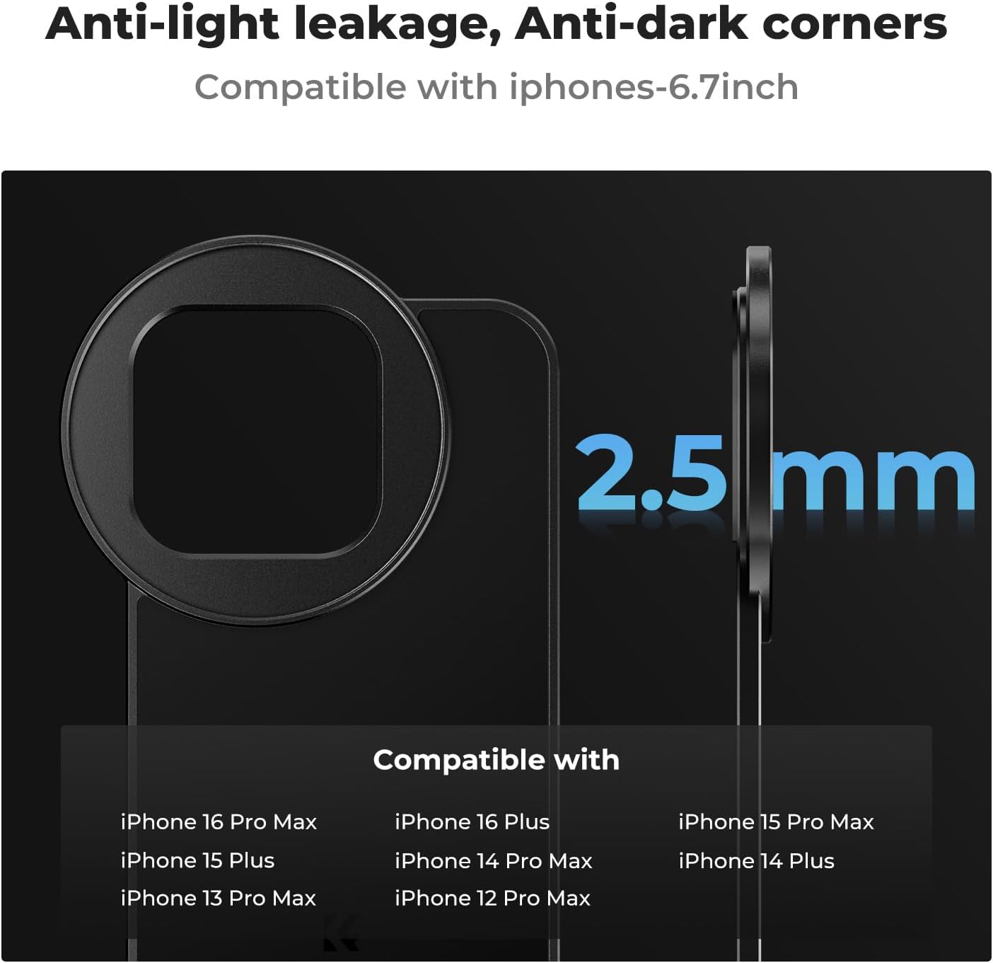 K&F CONCEPT 6.7 inch Magnetic Lens Filter Mount Adapter with 67mm CPL Filter for iPhone, Compatible with 16/15/14/13/12 Pro Max, 16/15/14 Plus - Image 3
