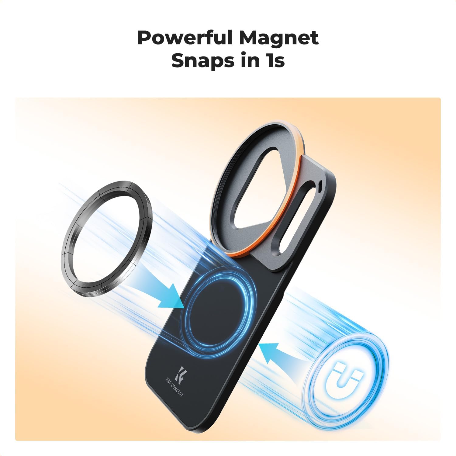 K&F CONCEPT Double-Sided Magnetic Lens Filter Mount Adapter with 58mm CPL Filter, Compatible with iPhone 17 Pro and 58mm Threaded Filters, CPL Filter Compatible with iPhone Camera Lens - Image 3